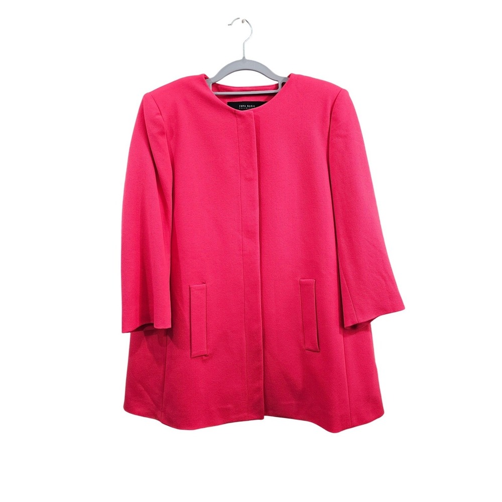 ZARA BASIC COLLECTION Women's Bright Collarless Blazer Jacket Overcoat Coat XL